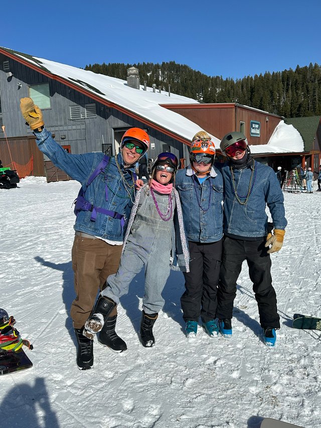 Skiers on a spring day